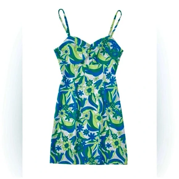 Zara | Dresses | Zara Whitegreenyellowblue Foral Bodycon Mini Dress |  Poshmark